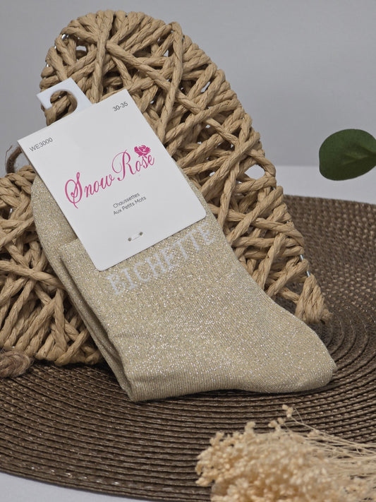 BICHETTE - Chaussette à Paillette Enfant Beige Clair