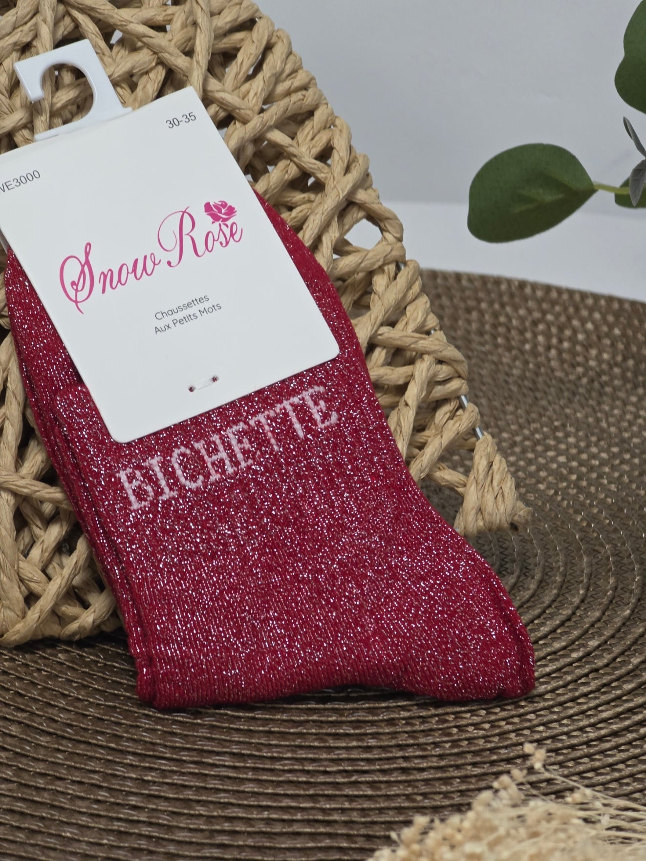 BICHETTE - Chaussette à Paillette Enfant Rouge Foncé