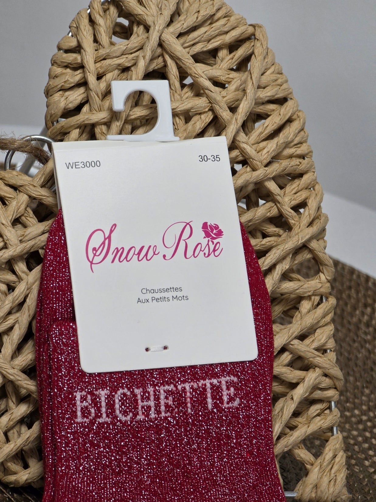 BICHETTE - Chaussette à Paillette Enfant Rouge Foncé