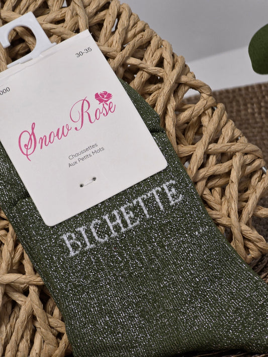 BICHETTE - Chaussette à Paillette Enfant Vert
