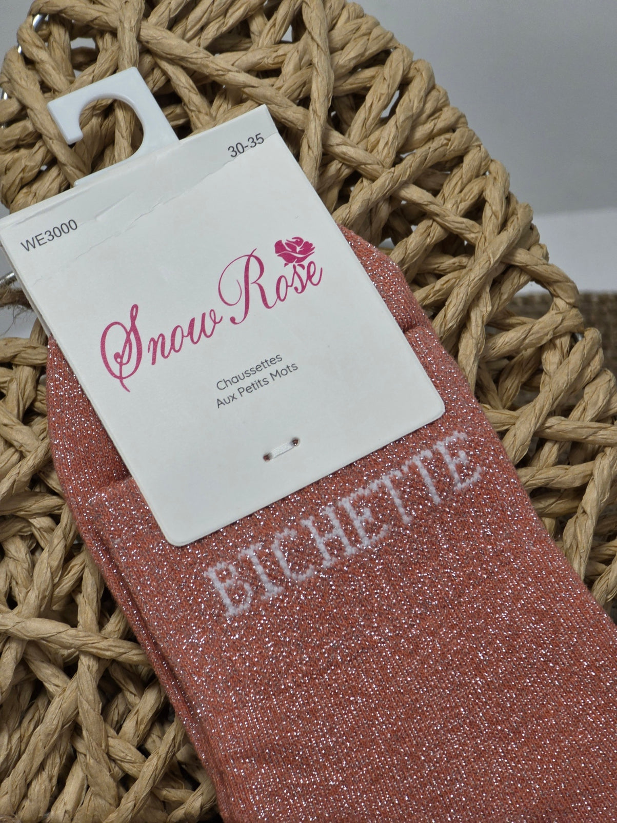 BICHETTE - Chaussette à Paillette Enfant Corail Foncé