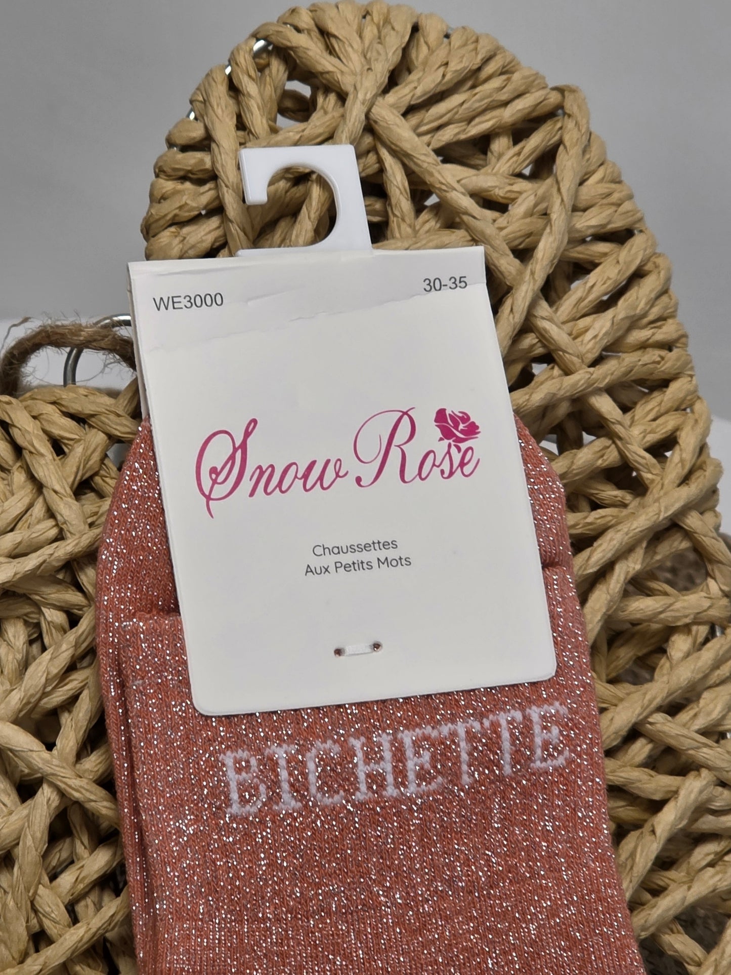 BICHETTE - Chaussette à Paillette Enfant Corail Foncé