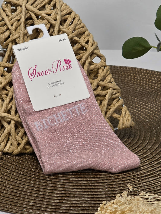 BICHETTE - Chaussette à Paillette Enfant Rose Clair