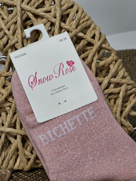 BICHETTE - Chaussette à Paillette Enfant Rose Clair