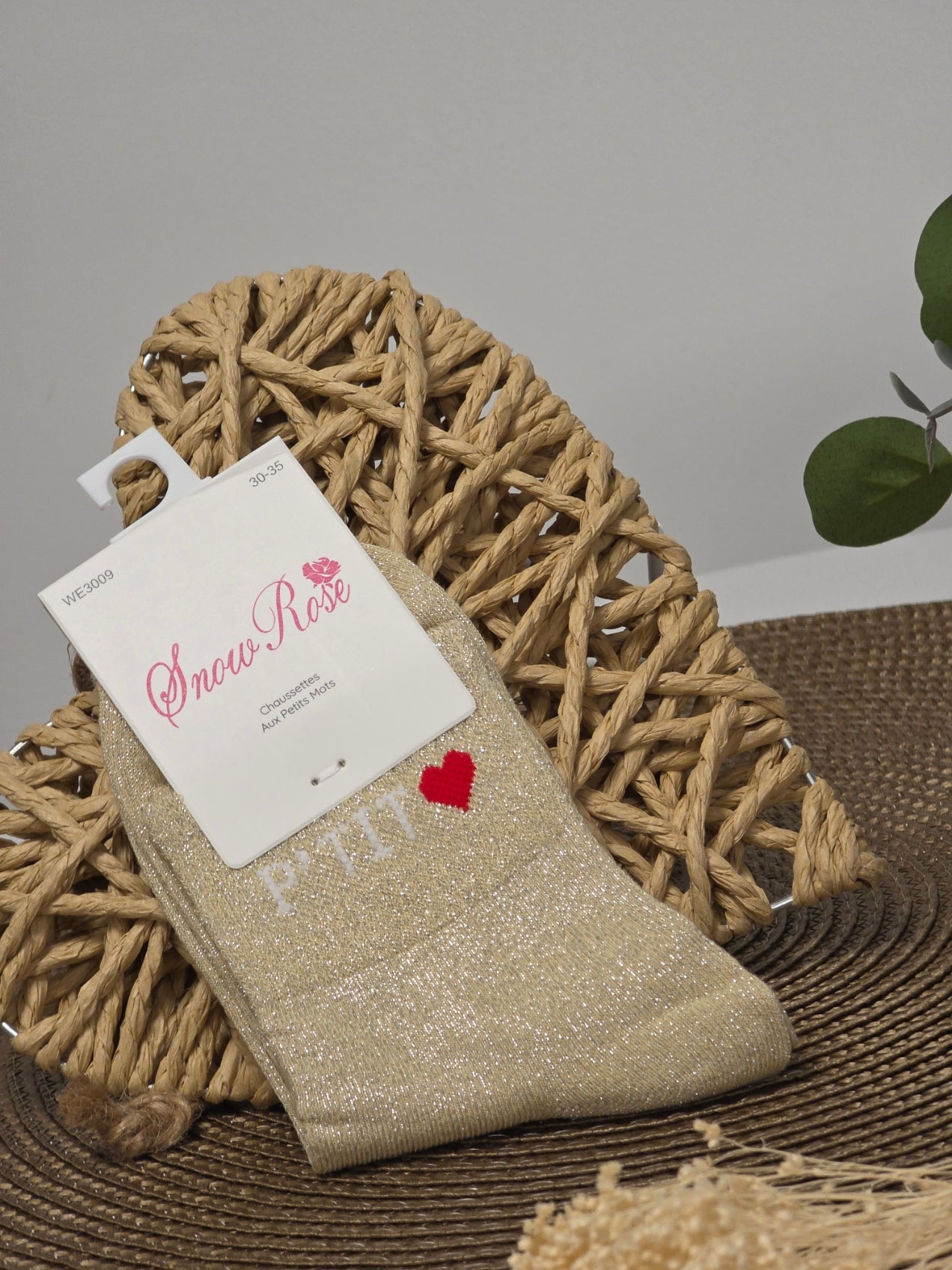PETIT COEUR - Chaussette à Paillette Enfant Beige Clair