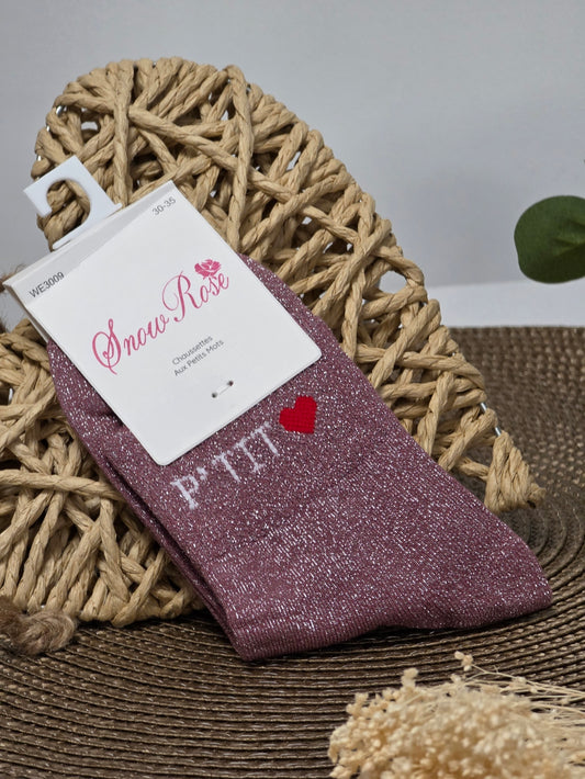 PETIT COEUR - Chaussette à Paillette Enfant Violine