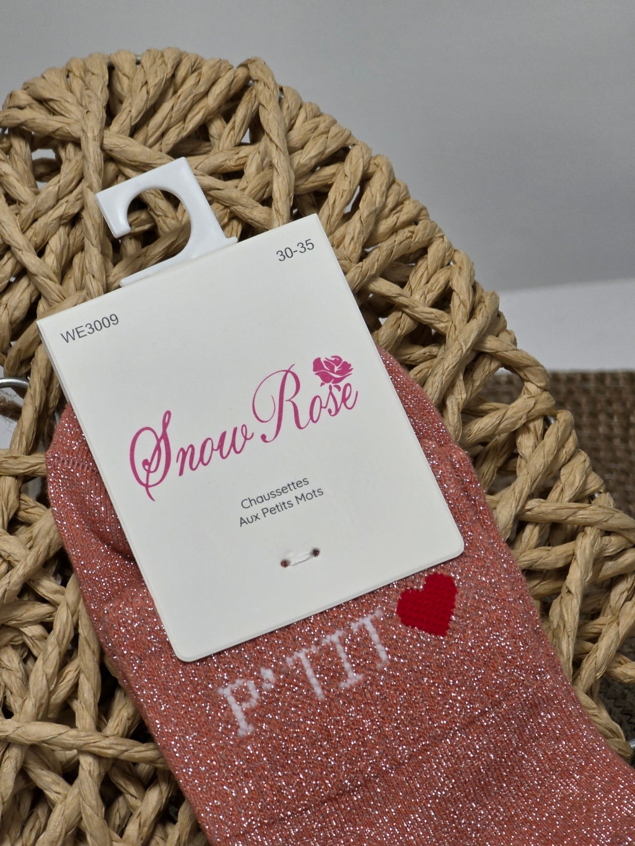 PETIT COEUR - Chaussette à Paillette Enfant Corail Foncé