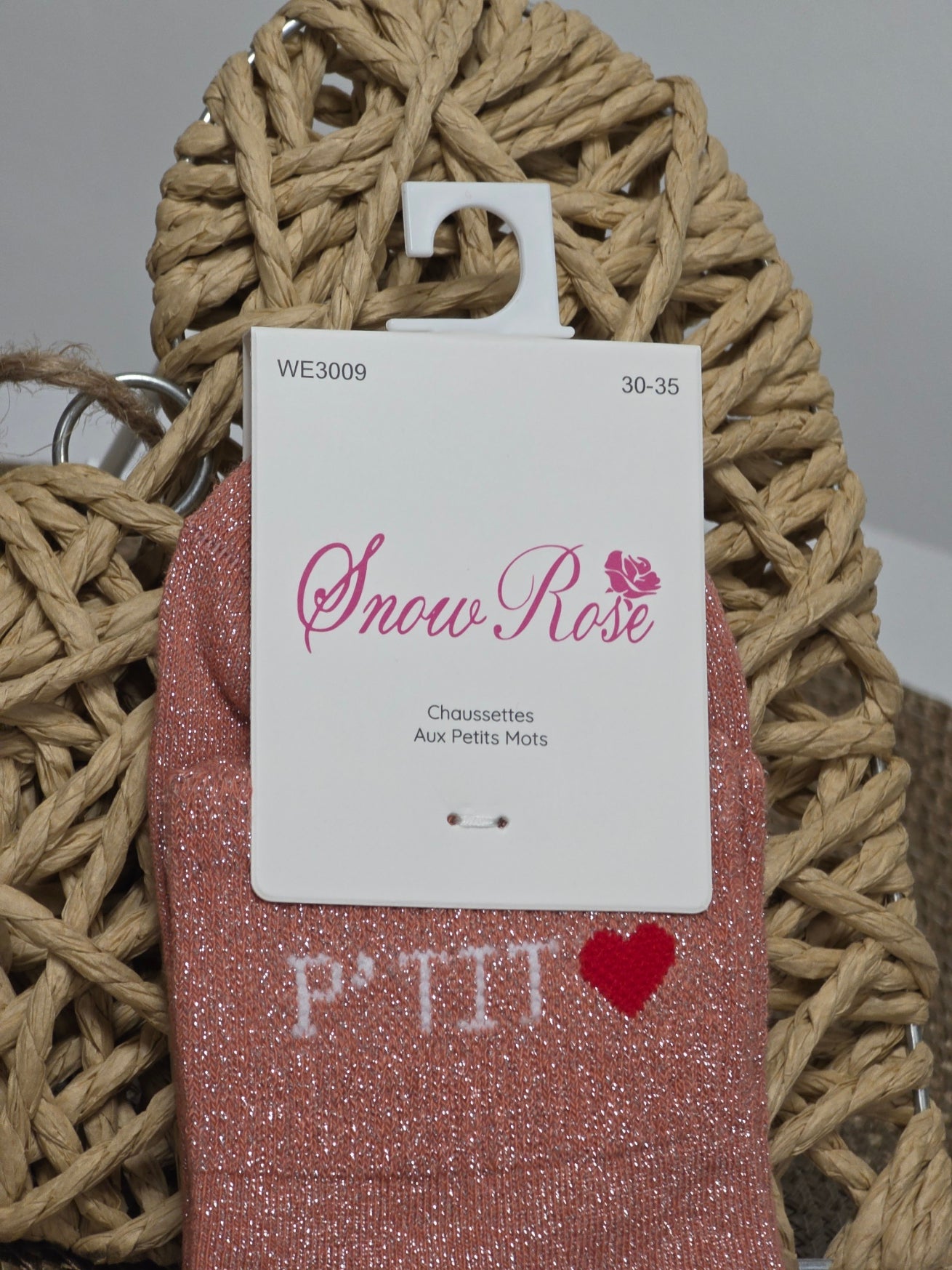 PETIT COEUR - Chaussette à Paillette Enfant Corail Foncé