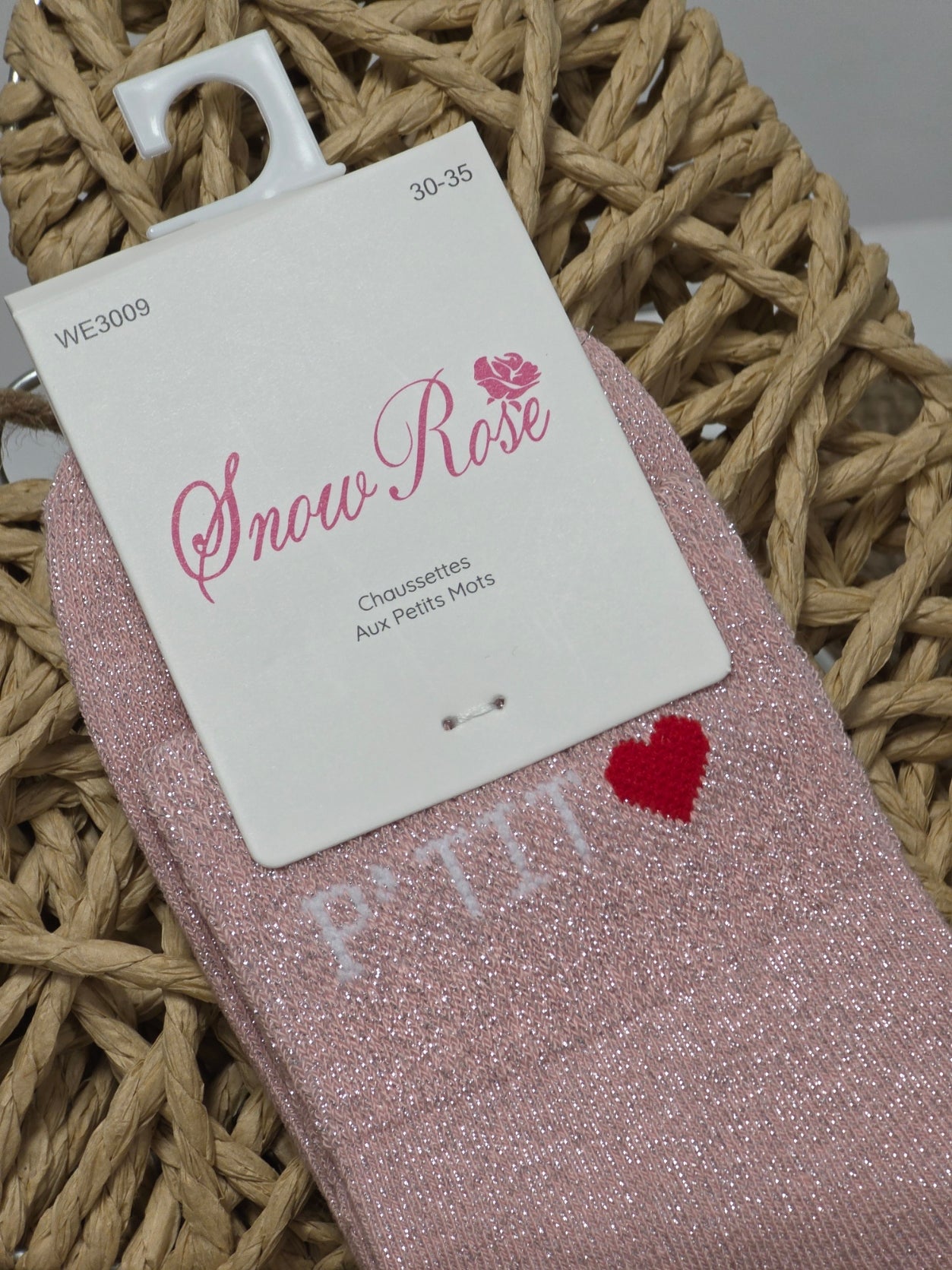 PETIT COEUR - Chaussette à Paillette Enfant Rose Clair