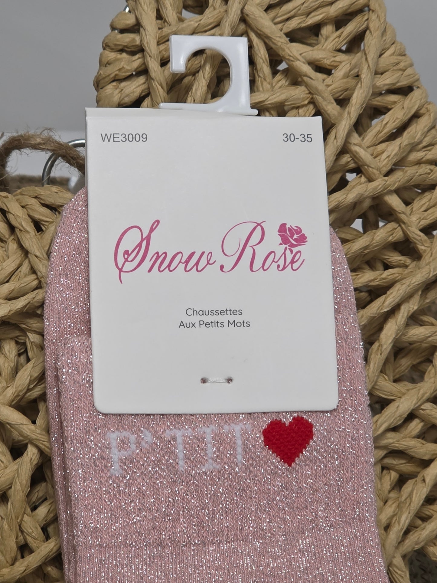 PETIT COEUR - Chaussette à Paillette Enfant Rose Clair