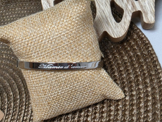 LES BRACELETS A MESSAGE " MAMIE D'AMOUR " Argenté