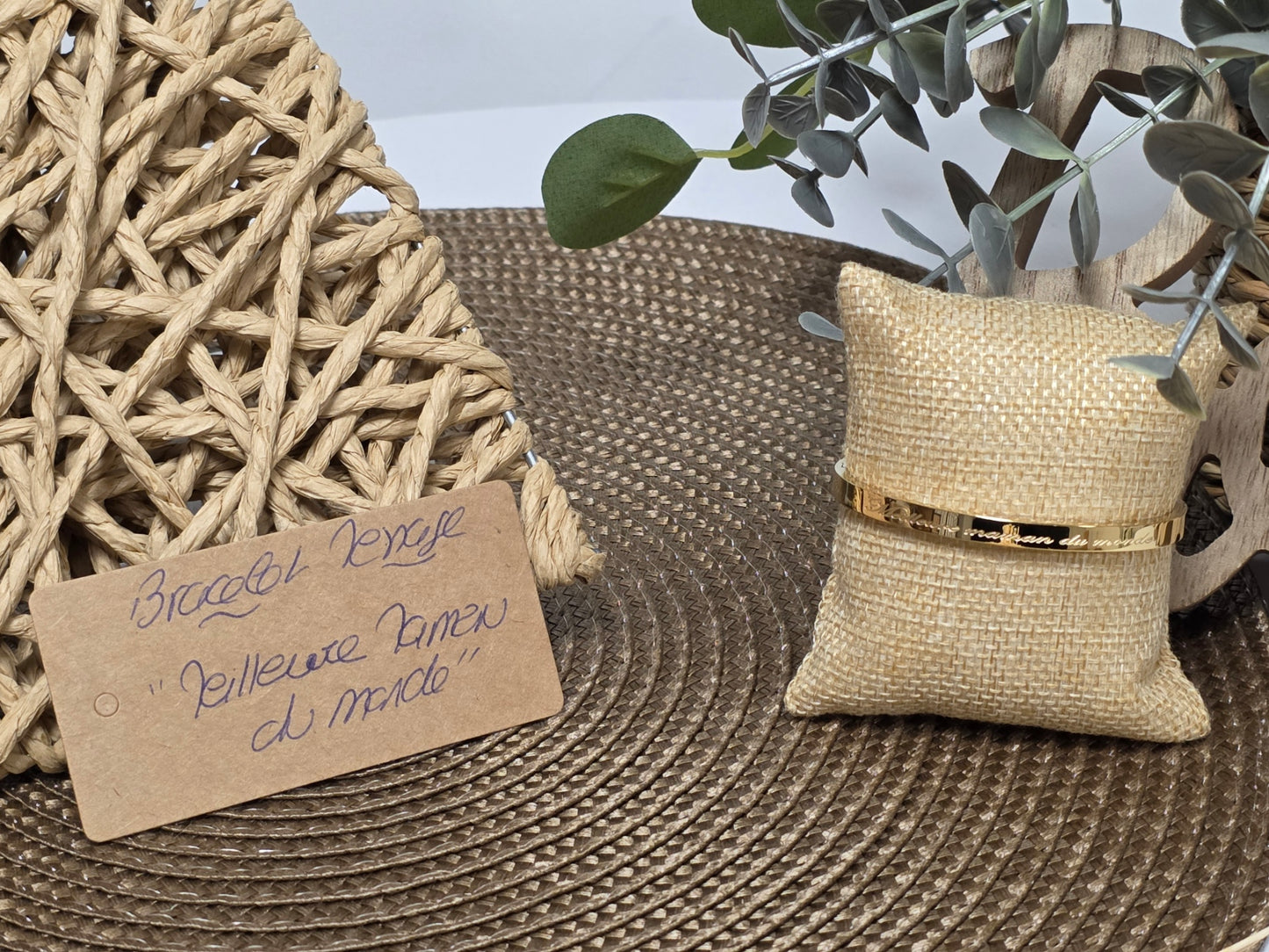 LES BRACELETS A MESSAGE " MEILLEURE MAMAN DU MONDE " Doré