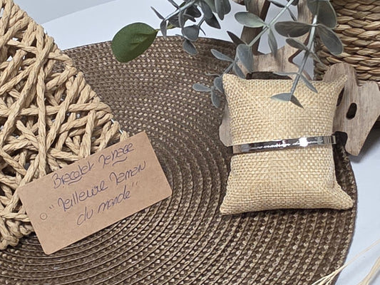 LES BRACELETS A MESSAGE " MEILLEURE MAMAN DU MONDE " Argenté