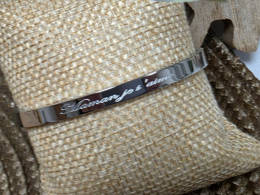 LES BRACELETS A MESSAGE " MAMAN JE T'AIME " Argenté