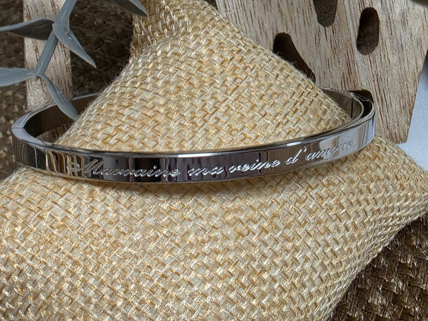 LES BRACELETS A MESSAGE " MARRAINE - MA REINE D'AMOUR " Argenté