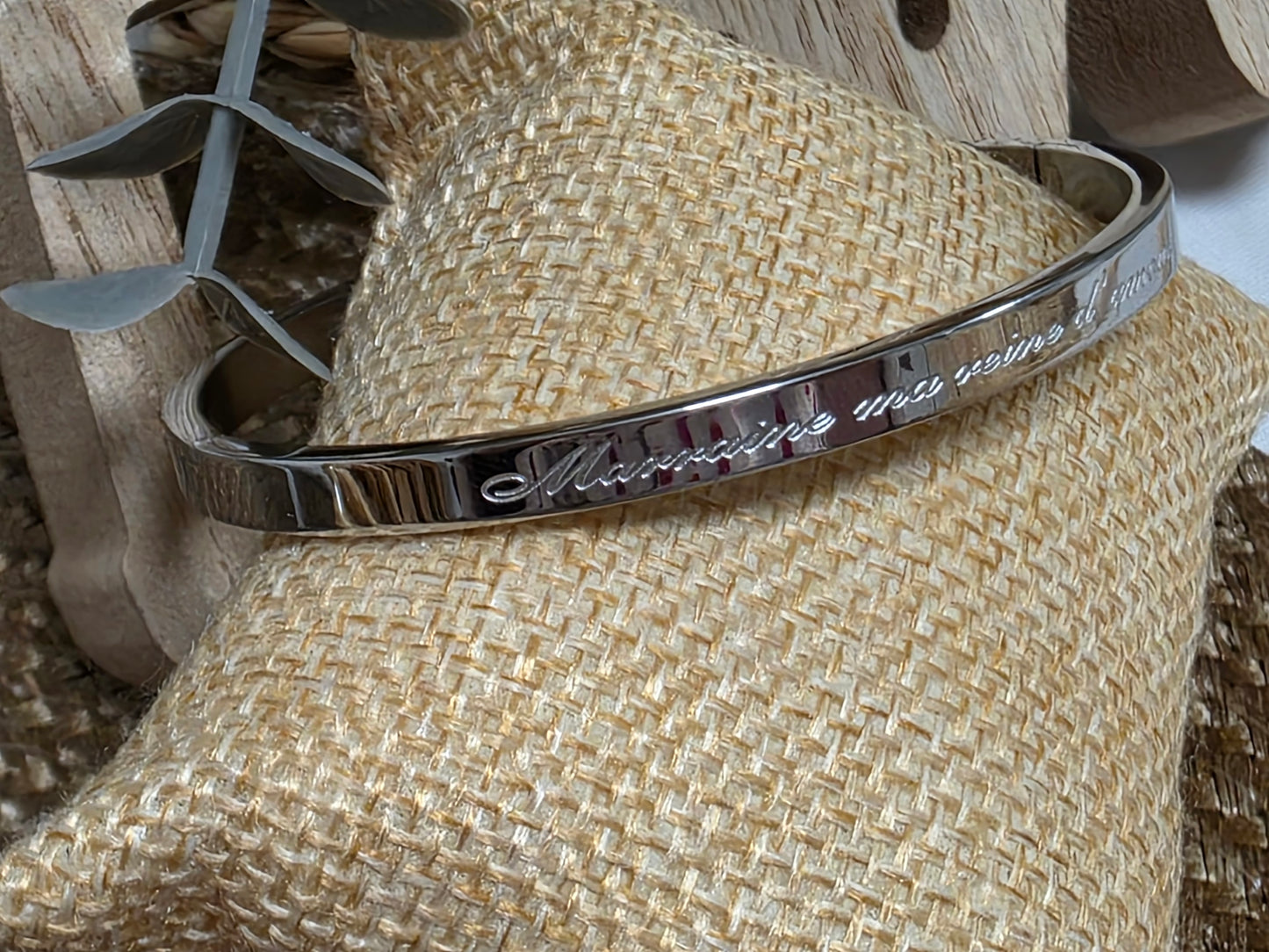 LES BRACELETS A MESSAGE " MARRAINE - MA REINE D'AMOUR " Argenté