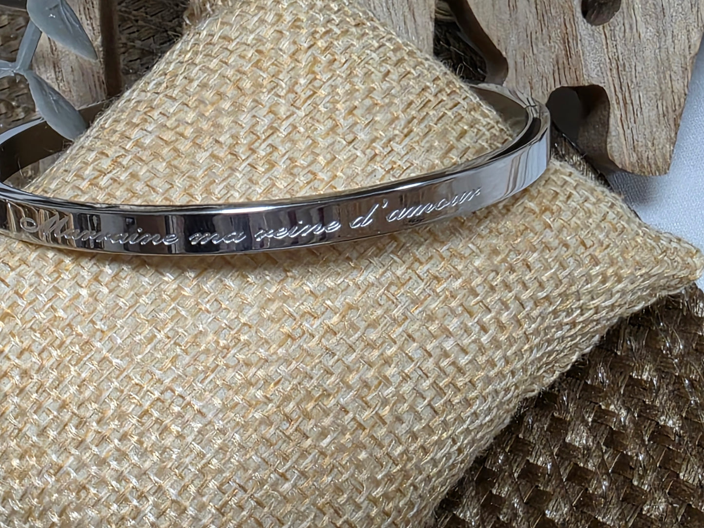 LES BRACELETS A MESSAGE " MARRAINE - MA REINE D'AMOUR " Argenté