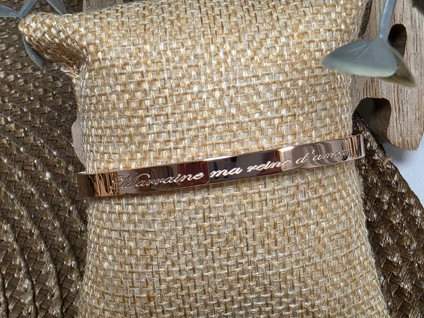 LES BRACELETS A MESSAGE " MARRAINE - MA REINE D'AMOUR " Cuivré