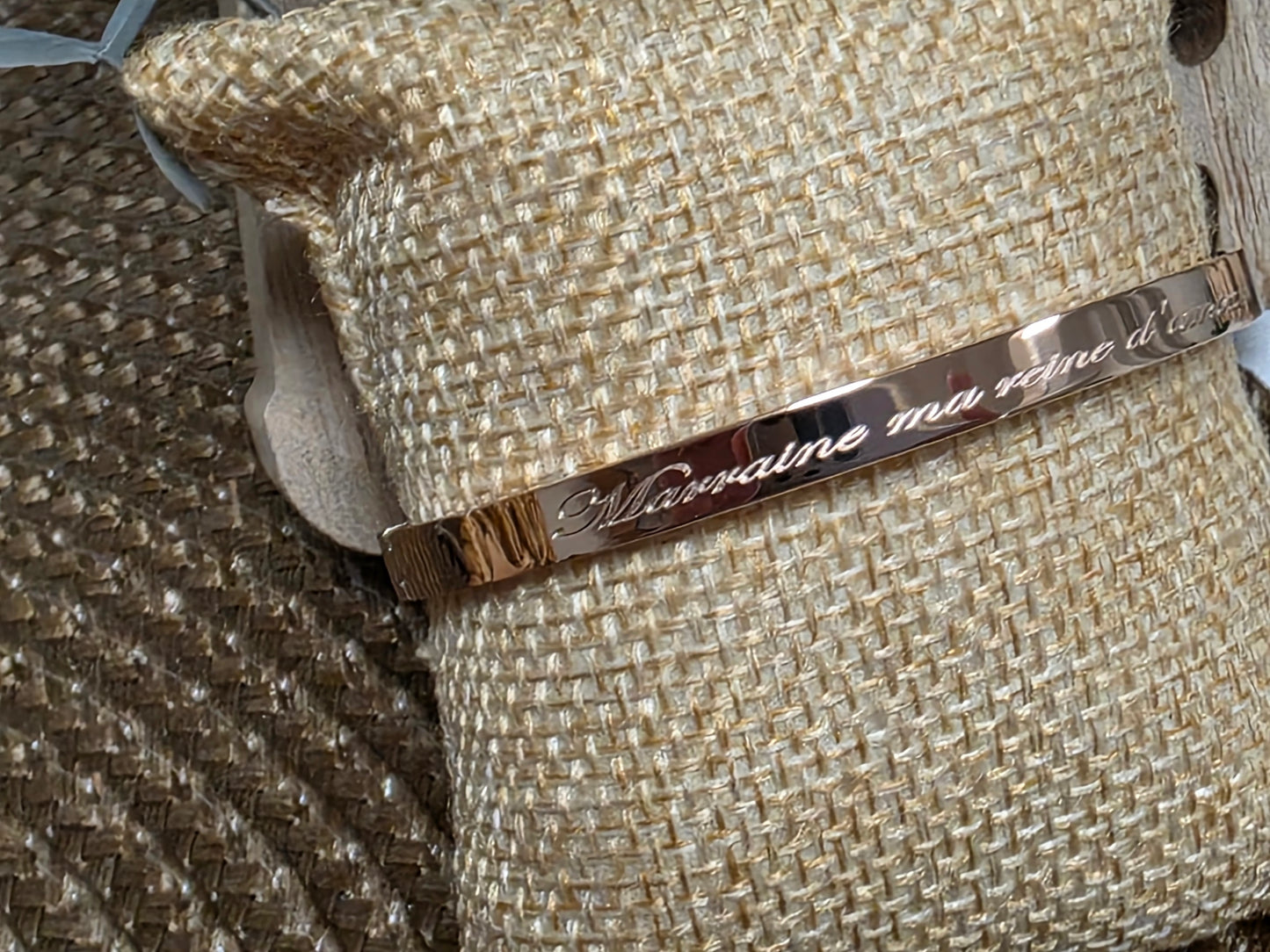 LES BRACELETS A MESSAGE " MARRAINE - MA REINE D'AMOUR " Cuivré