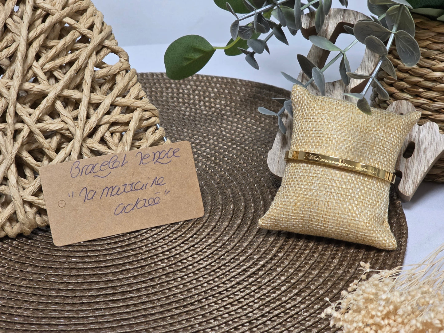 LES BRACELETS A MESSAGE " MA MARRAINE ADOREE " Doré