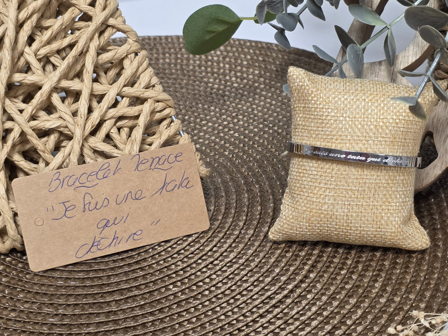 LES BRACELETS A MESSAGE " JE SUIS UNE TATA QUI DECHIRE " Argenté