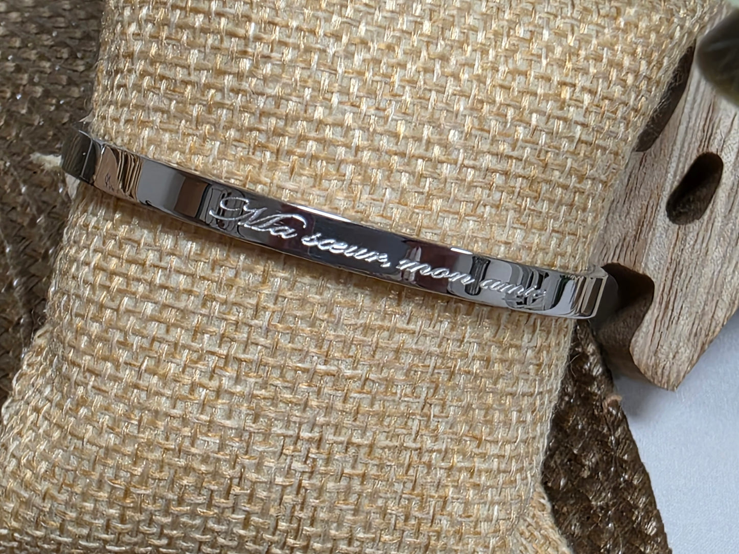 LES BRACELETS A MESSAGE " MA SOEUR, MON AMIE " Argenté