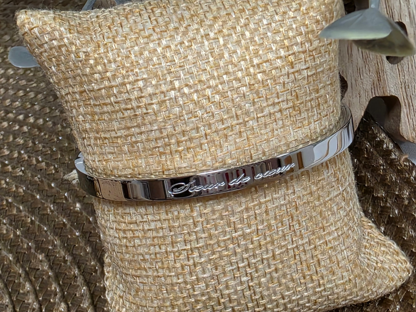LES BRACELETS A MESSAGE " SOEUR DE COEUR " Argenté