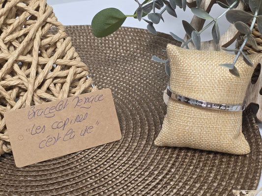 LES BRACELETS A MESSAGE " LES COPINES C'EST LA VIE " Argenté