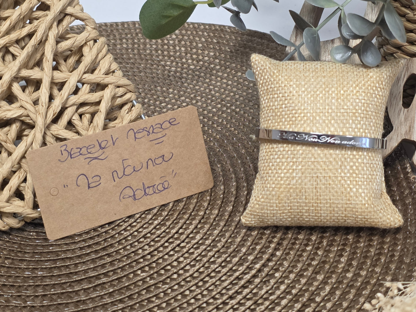 LES BRACELETS A MESSAGE " MA NOUNOU ADOREE " Argenté