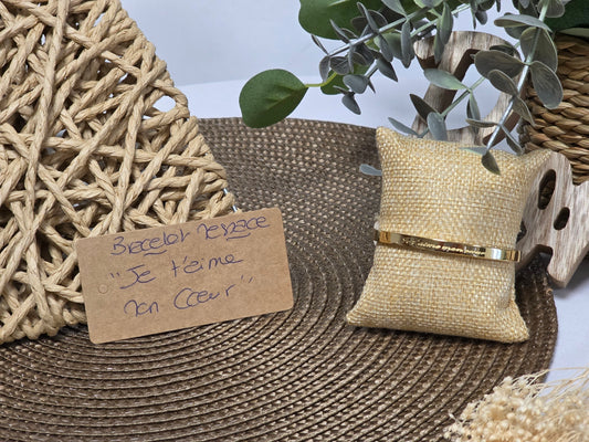 LES BRACELETS A MESSAGE " JE T'AIME MON COEUR " Doré