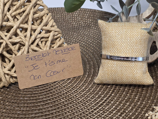 LES BRACELETS A MESSAGE " JE T'AIME MON COEUR " Argenté