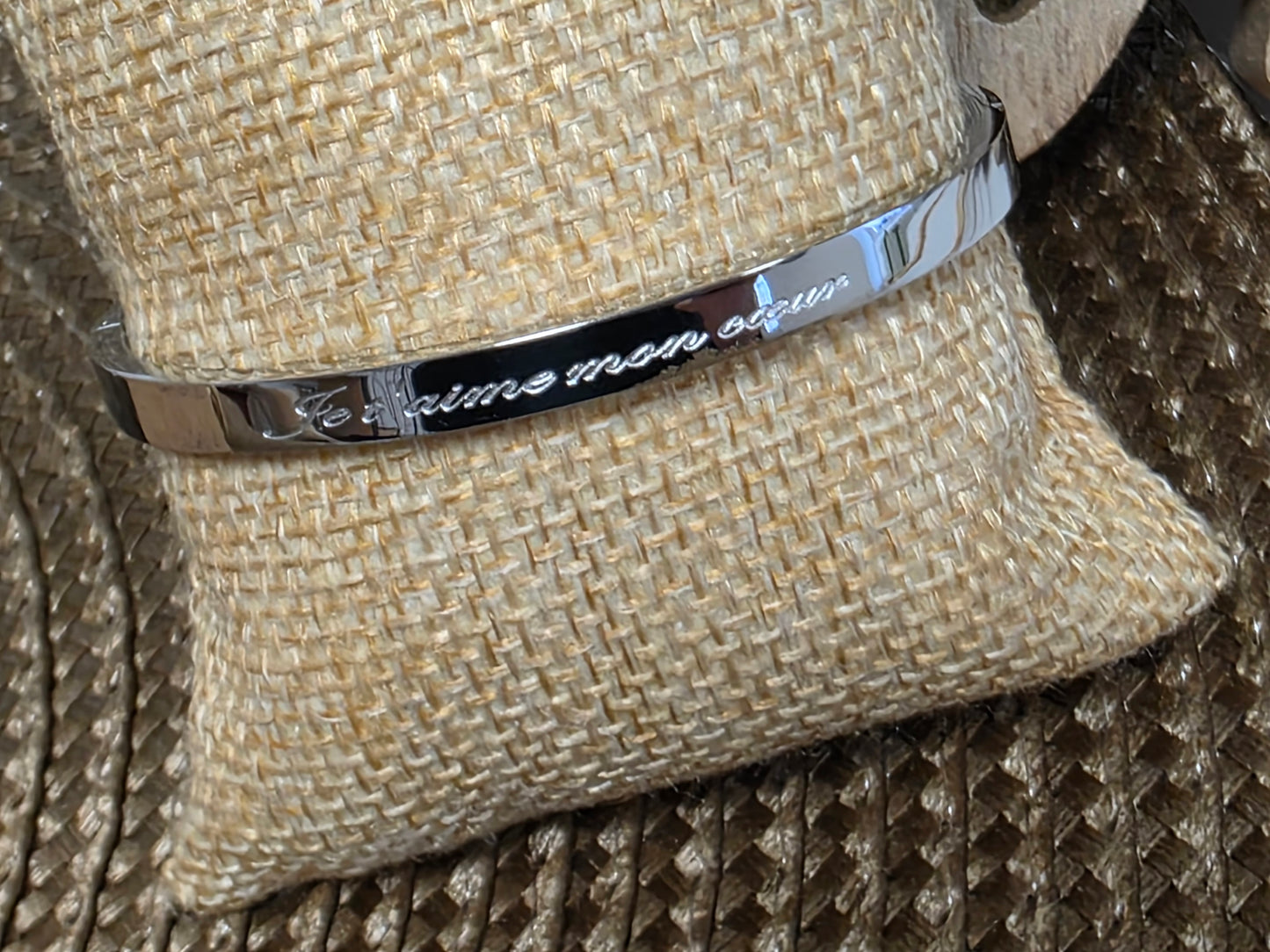 LES BRACELETS A MESSAGE " JE T'AIME MON COEUR " Argenté