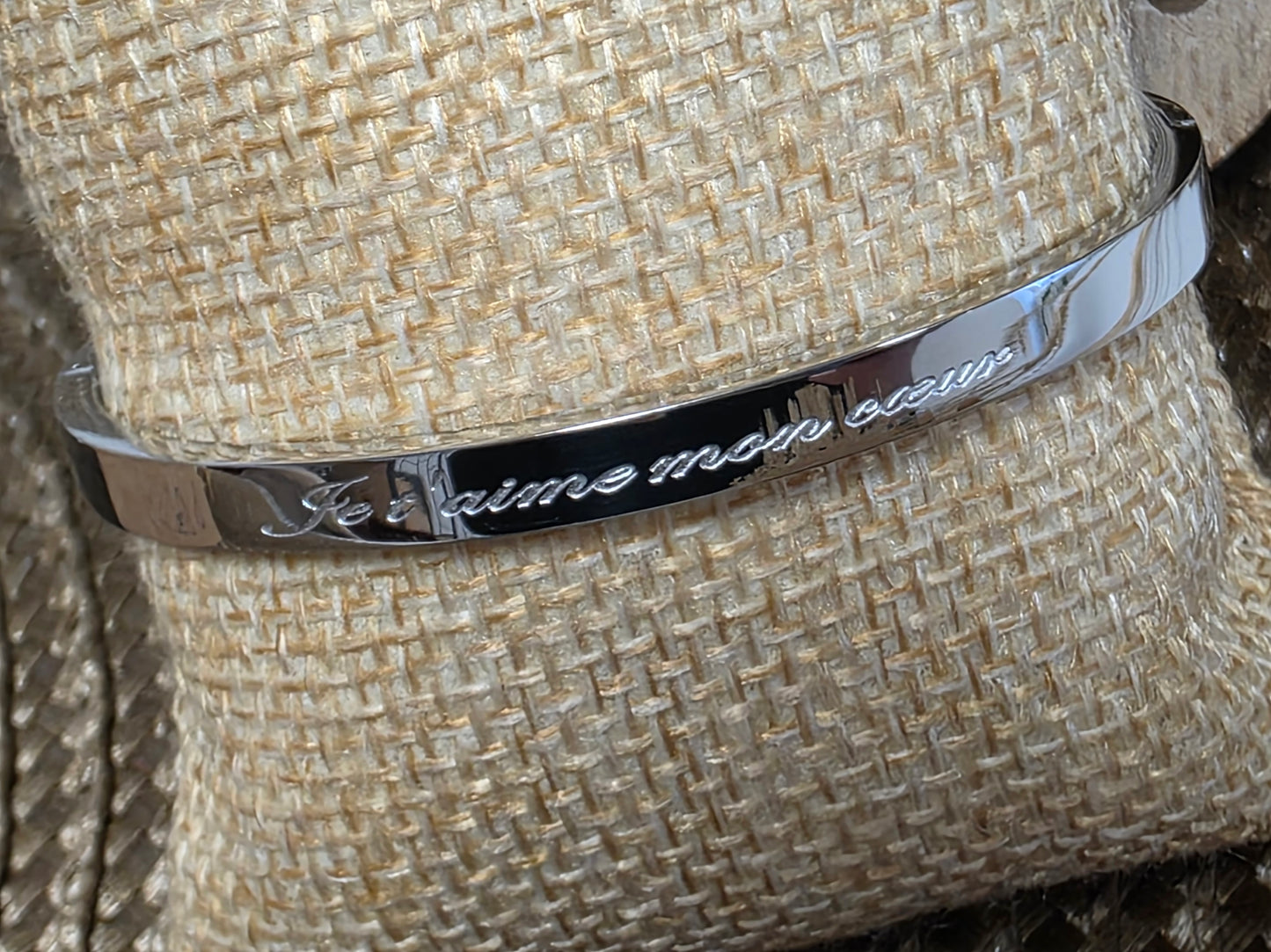 LES BRACELETS A MESSAGE " JE T'AIME MON COEUR " Argenté