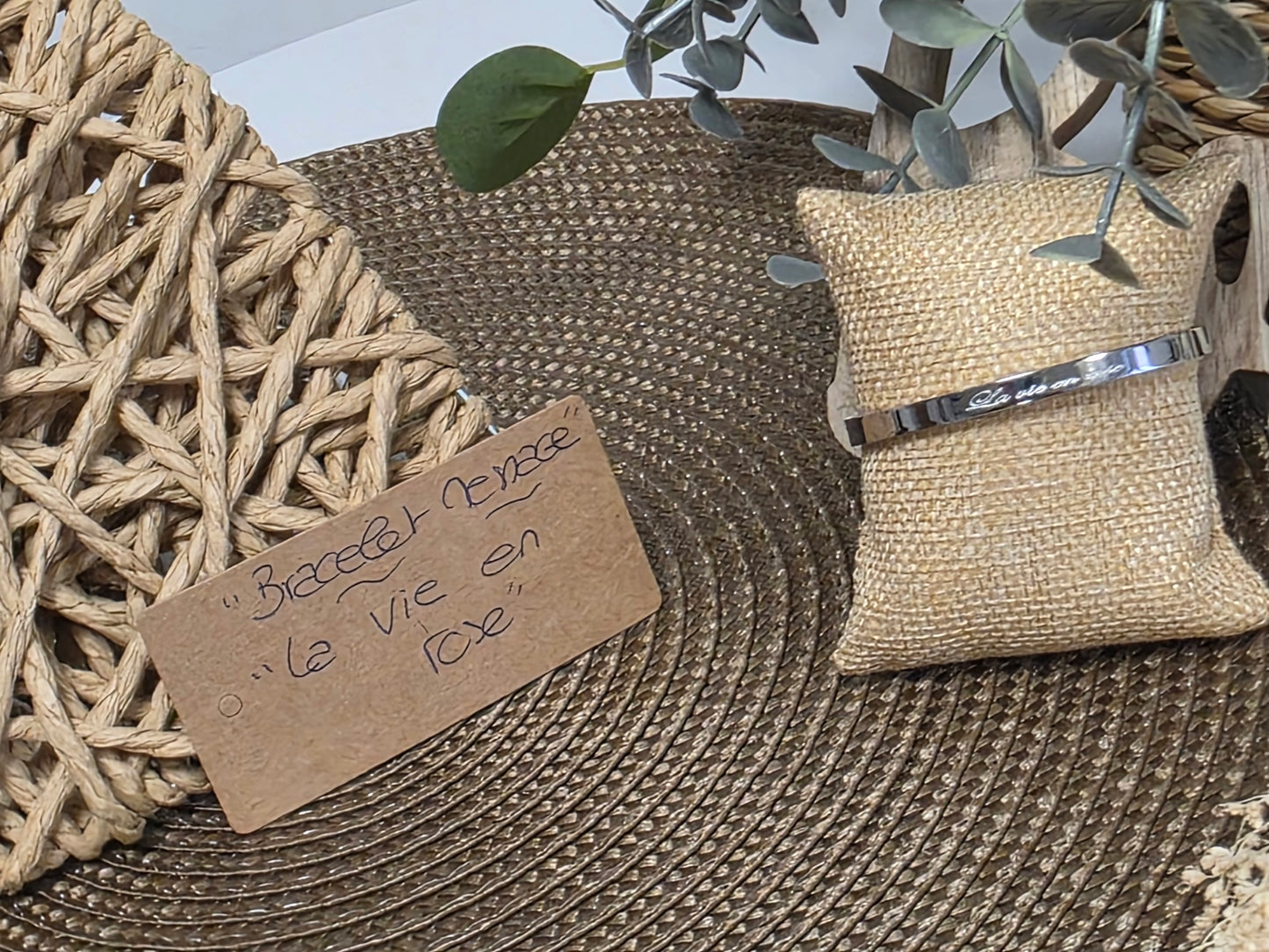 LES BRACELETS A MESSAGE " LA VIE EN ROSE " Argenté