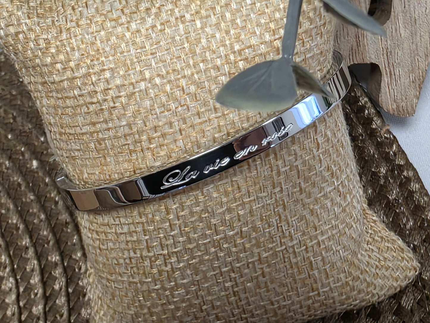 LES BRACELETS A MESSAGE " LA VIE EN ROSE " Argenté