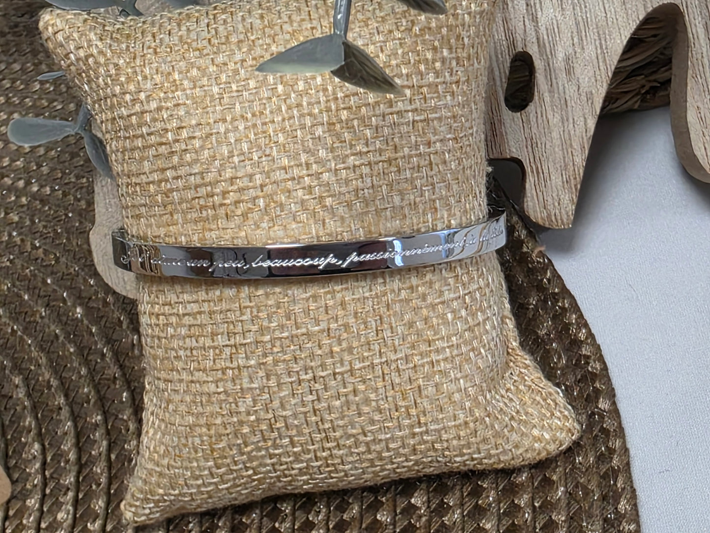 LES BRACELETS A MESSAGE " JE T'AIME UN PEU BEAUCOUP " Argenté