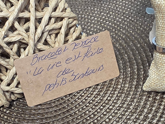 LES BRACELETS A MESSAGE " LA VIE EST FAITE DE PETITS BONHEURS" Argenté