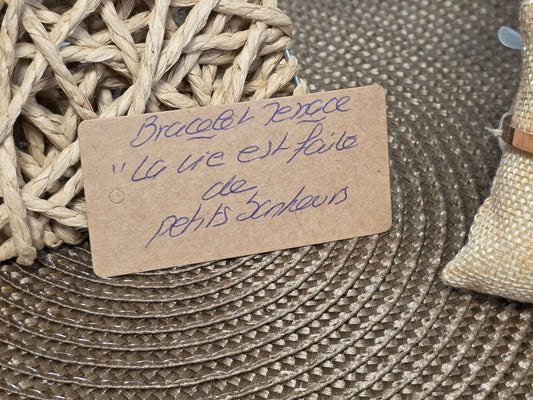 LES BRACELETS A MESSAGE " LA VIE EST FAITE DE PETITS BONHEURS" Cuivré