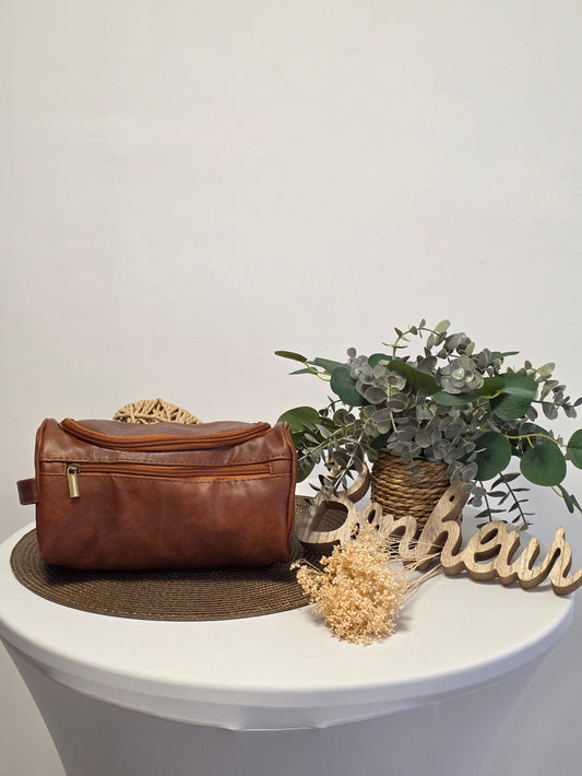 Trousse de Toilette Cuir masculin Camel
