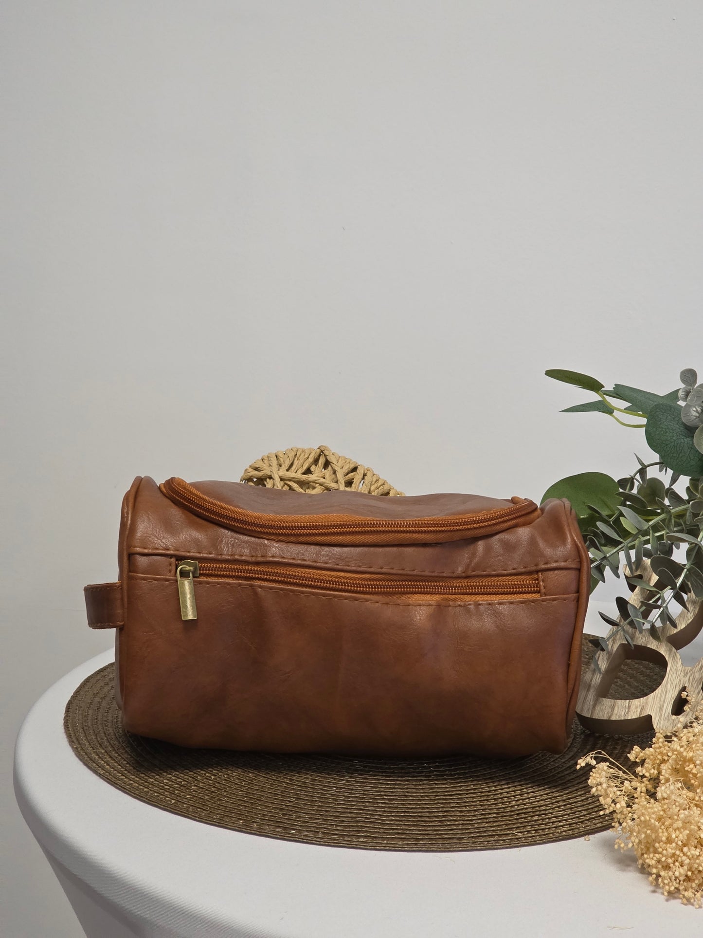 Trousse de Toilette Cuir masculin Camel