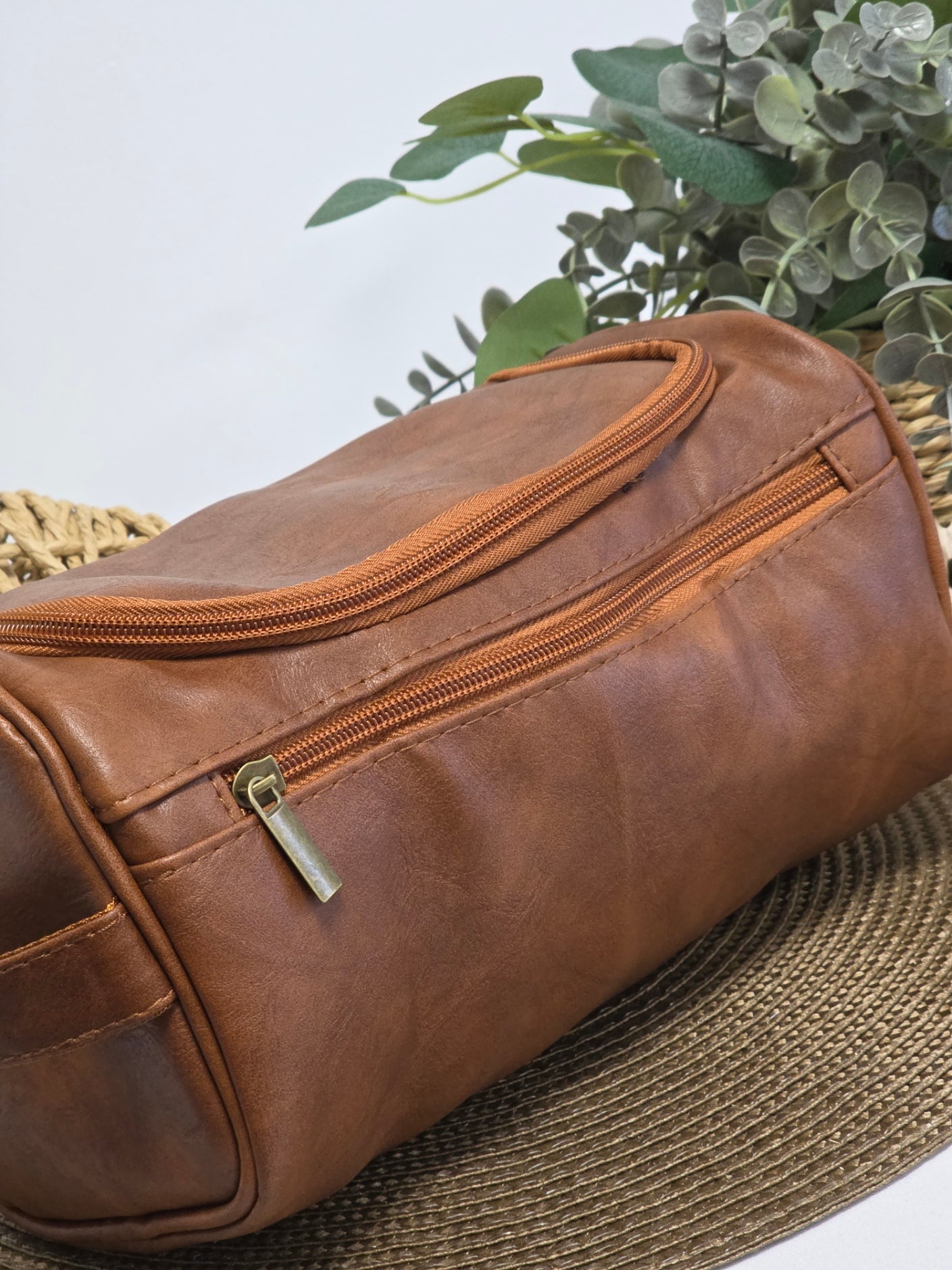 Trousse de Toilette Cuir masculin Camel