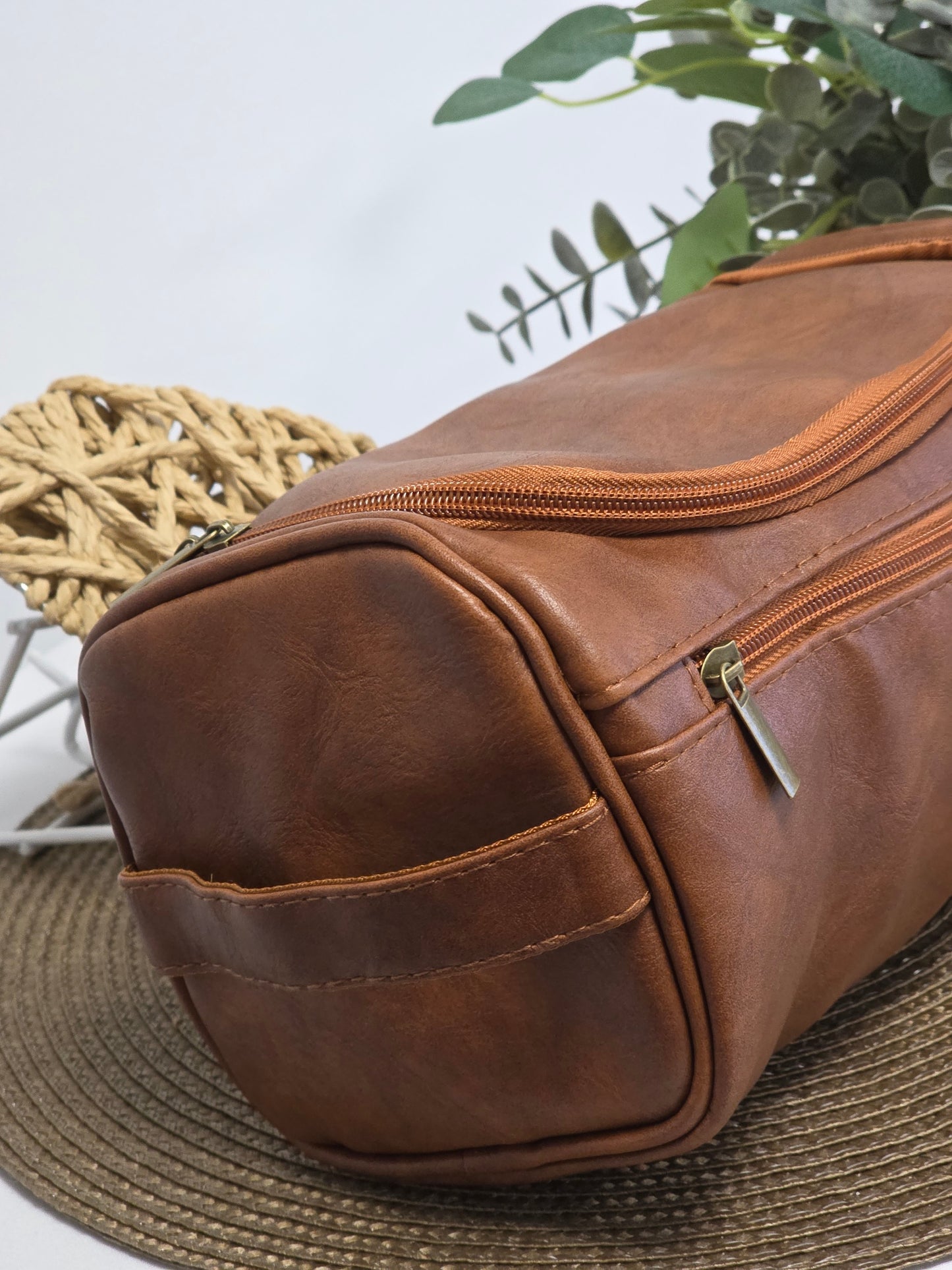 Trousse de Toilette Cuir masculin Camel