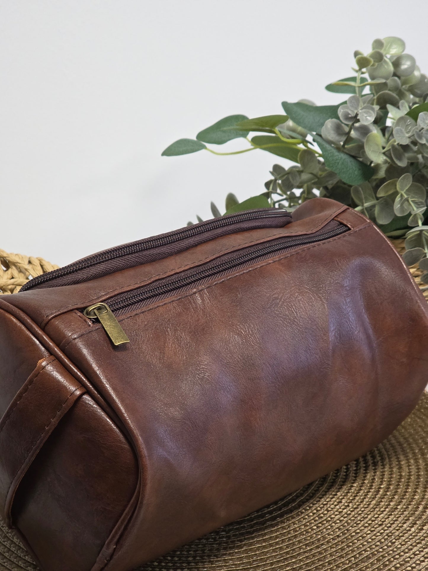 Trousse de Toilette Cuir Masculin Marronné