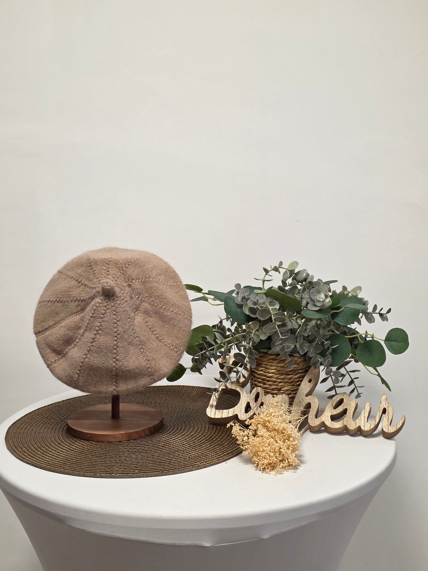 Nos Bérets en Flanelle Beige Rosé