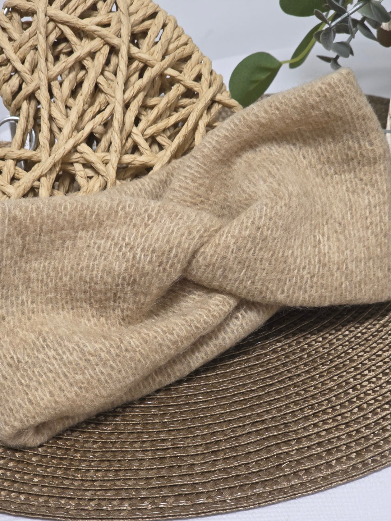 Nos Bandeaux Cache Oreille Flanelle Beige Taupe