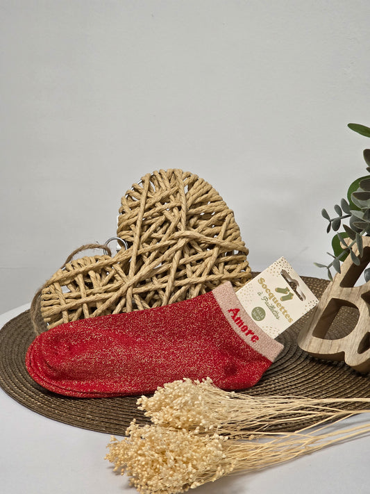 AMORE - Socquette à Paillette Rouge