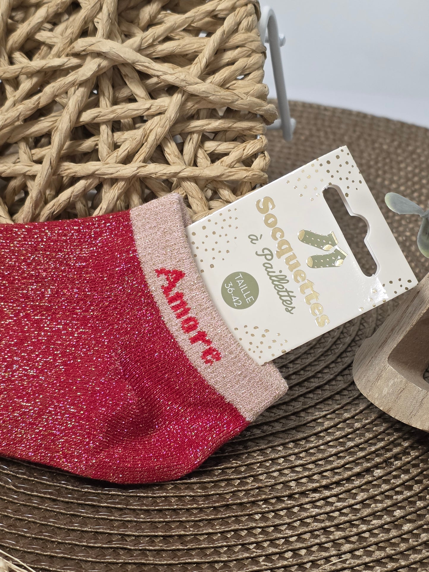 AMORE - Socquette à Paillette Rouge