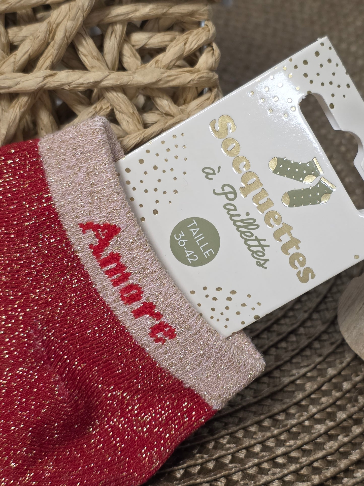 AMORE - Socquette à Paillette Rouge