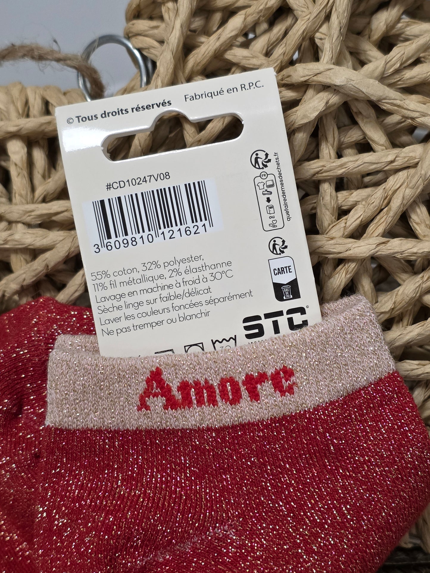 AMORE - Socquette à Paillette Rouge