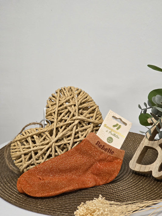 REBELLE - Socquette à Paillette Orange